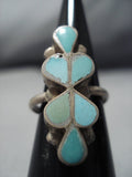 Incredibly Intricate Vintage Native American Jewelry Zuni Turquoise Sterling Silver Flower Ring Old-Nativo Arts