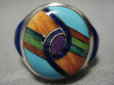 Incredibly Intricate!! Vintage Native American Navajo Turquoise Sterling Silver Haspeite Ring-Nativo Arts