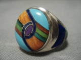 Incredibly Intricate!! Vintage Native American Navajo Turquoise Sterling Silver Haspeite Ring-Nativo Arts