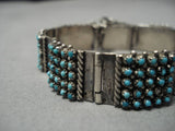 Incredibly Intricate! Vintage Native American Zuni Snake Eyes Turquoise Sterling Silver Bracelet-Nativo Arts