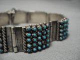 Incredibly Intricate! Vintage Native American Zuni Snake Eyes Turquoise Sterling Silver Bracelet-Nativo Arts