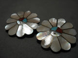 Incredibly Intricate Vintage Native American Zuni Turquoise Sterling Silver Earrings Old-Nativo Arts