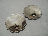Incredibly Intricate Vintage Native American Zuni Turquoise Sterling Silver Earrings Old-Nativo Arts