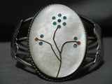 Incredibly Intricate Vintage Zuni/ Navajo Turquoise Flower Native American Jewelry Silver Bracelet-Nativo Arts