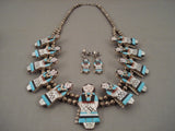 Incredibly Intricate Vintage Zuni Turquoise Native American Jewelry Silver Woman Necklace Earrings-Nativo Arts