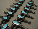 Incredibly Intricate Zuni Turquoise Native American Jewelry Silver Squash Blossom Necklace-Nativo Arts