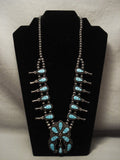 Incredibly Intricate Zuni Turquoise Native American Jewelry Silver Squash Blossom Necklace-Nativo Arts