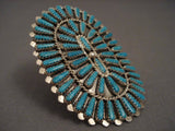 Incredibly Large Vintage Navajo Turquoise Native American Jewelry Silver Ring-Nativo Arts