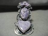 Incredibly Rare Towering Navajo Tso Charoite Native American Jewelry Silver Ring-Nativo Arts