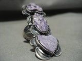 Incredibly Rare Towering Navajo Tso Charoite Native American Jewelry Silver Ring-Nativo Arts