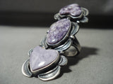 Incredibly Rare Towering Navajo Tso Charoite Native American Jewelry Silver Ring-Nativo Arts