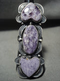 Incredibly Rare Towering Navajo Tso Charoite Native American Jewelry Silver Ring-Nativo Arts
