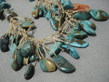Incredibly Rare Vintage Native American Navajo Turquoise Sterling Silver Necklace Old-Nativo Arts