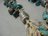 Incredibly Rare Vintage Native American Navajo Turquoise Sterling Silver Necklace Old-Nativo Arts