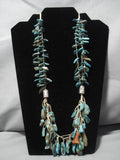 Incredibly Rare Vintage Native American Navajo Turquoise Sterling Silver Necklace Old-Nativo Arts
