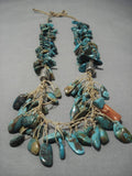Incredibly Rare Vintage Native American Navajo Turquoise Sterling Silver Necklace Old-Nativo Arts