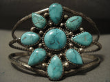 Incredibly Rare Vintage Navajo Apache Turquoise Native American Jewelry Silver Star Bracelet-Nativo Arts