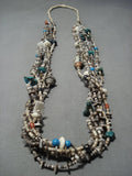 Incredibly Unique Real Pot Vintage Native American Jewelry Navajo Sterling Silver Turquoise Necklace-Nativo Arts