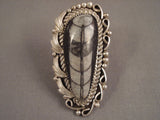 Incredibly Unique Vintage Navajo Fossil Tso Family Sterling Native American Jewelry Silver Ring-Nativo Arts