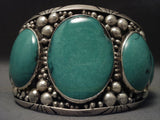 Incredibly Wide Vintage Navajo Green Turquoise Native American Jewelry Silver Bracelet-Nativo Arts