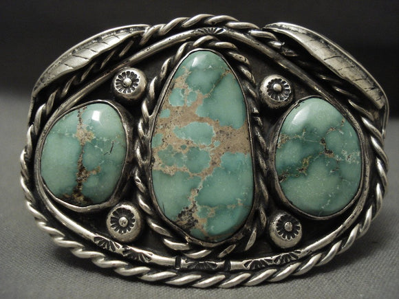 Intense And Deep Green Carico Lake Turquoise Vintage Navajo Native American Jewelry Silver Bracelet-Nativo Arts