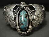 Intense And Highly Detailed Vintage Navajo #8 Turquoise Native American Jewelry Silver Sheild Bracelet-Nativo Arts