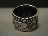 Intense And Intricate Navajo All Native American Jewelry Silver Repoussed Ring-Nativo Arts