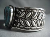 Intense And Intricate Navajo Wide Teardrop Turquoise Native American Jewelry Silver Bracelet-Nativo Arts