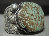 Intense And Tight Matrix Vintage Navajo #8 Turquoise Native American Jewelry Silver Bracelet-Nativo Arts