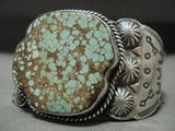 Intense And Tight Matrix Vintage Navajo #8 Turquoise Native American Jewelry Silver Bracelet-Nativo Arts