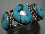 Intense Blue Heavy Vintage Navajo Native American Jewelry Silver Bracelet Old Jewelry-Nativo Arts