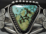 Intense Captivating Vintage Navajo 'Triangular Damale Turquoise' Native American Jewelry Silver Bracelet-Nativo Arts