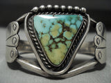 Intense Captivating Vintage Navajo 'Triangular Damale Turquoise' Native American Jewelry Silver Bracelet-Nativo Arts