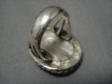 Intense Large #8 Turquoise Vintage Navajo Native American Sterling Silver Ring-Nativo Arts