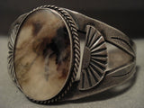 Intense Petrified Wood Vintage Navajo Native American Jewelry Silver Flank Bracelet Old-Nativo Arts