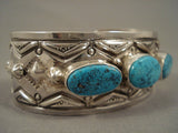 Intense Spiderweb Turquoise Navajo Modernistic Willie Family Native American Jewelry Silver Bracelet-Nativo Arts