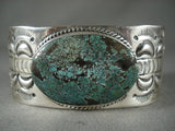 Intense Turquouse Modernistic Navajo Native American Jewelry Silver Bracelet-Nativo Arts