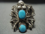 Interesting Huge 'Native American Jewelry Silver Bug' Vintage Navajo Ring Old-Nativo Arts