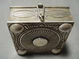 Intricacy Galore Vintage Navajo Sterling Native American Jewelry Silver Box Pillbox-Nativo Arts