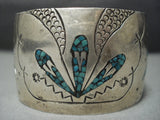 Intricacy Galore! Vintage Navajo Turquoise Sterling Native American Jewelry Silver Bracelet-Nativo Arts