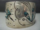 Intricacy Galore! Vintage Navajo Turquoise Sterling Native American Jewelry Silver Bracelet-Nativo Arts