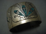 Intricacy Galore! Vintage Navajo Turquoise Sterling Native American Jewelry Silver Bracelet-Nativo Arts