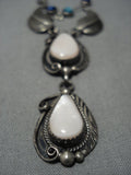 Intricate And Interesting Vintage Native American Jewelry Navajo Turquoise Sterling Silver Necklace-Nativo Arts