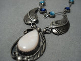 Intricate And Interesting Vintage Native American Jewelry Navajo Turquoise Sterling Silver Necklace-Nativo Arts