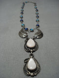 Intricate And Interesting Vintage Native American Jewelry Navajo Turquoise Sterling Silver Necklace-Nativo Arts