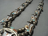 Intricate!! Vintage Native American Jewelry Zuni Turquoise Sterling Silver Squash Blossom Necklace Old-Nativo Arts