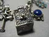 Intricate!! Vintage Native American Navajo Turquoise Sterling Silver Charm Bracelet Old-Nativo Arts