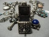 Intricate!! Vintage Native American Navajo Turquoise Sterling Silver Charm Bracelet Old-Nativo Arts