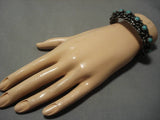 Intricate!! Vintage Native American Navajo Turquoise Sterling Silver Flower Bracelet-Nativo Arts