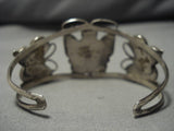 Intricate!! Vintage Native American Zuni Butterfly Sterling Silver Turquoise Inlay Bracelet-Nativo Arts